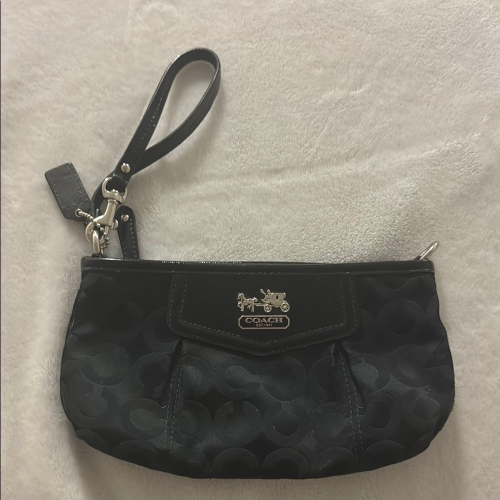 Coach Black Signature Wristlet Clutch